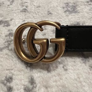 Gucci small double G black leather belt - size 65